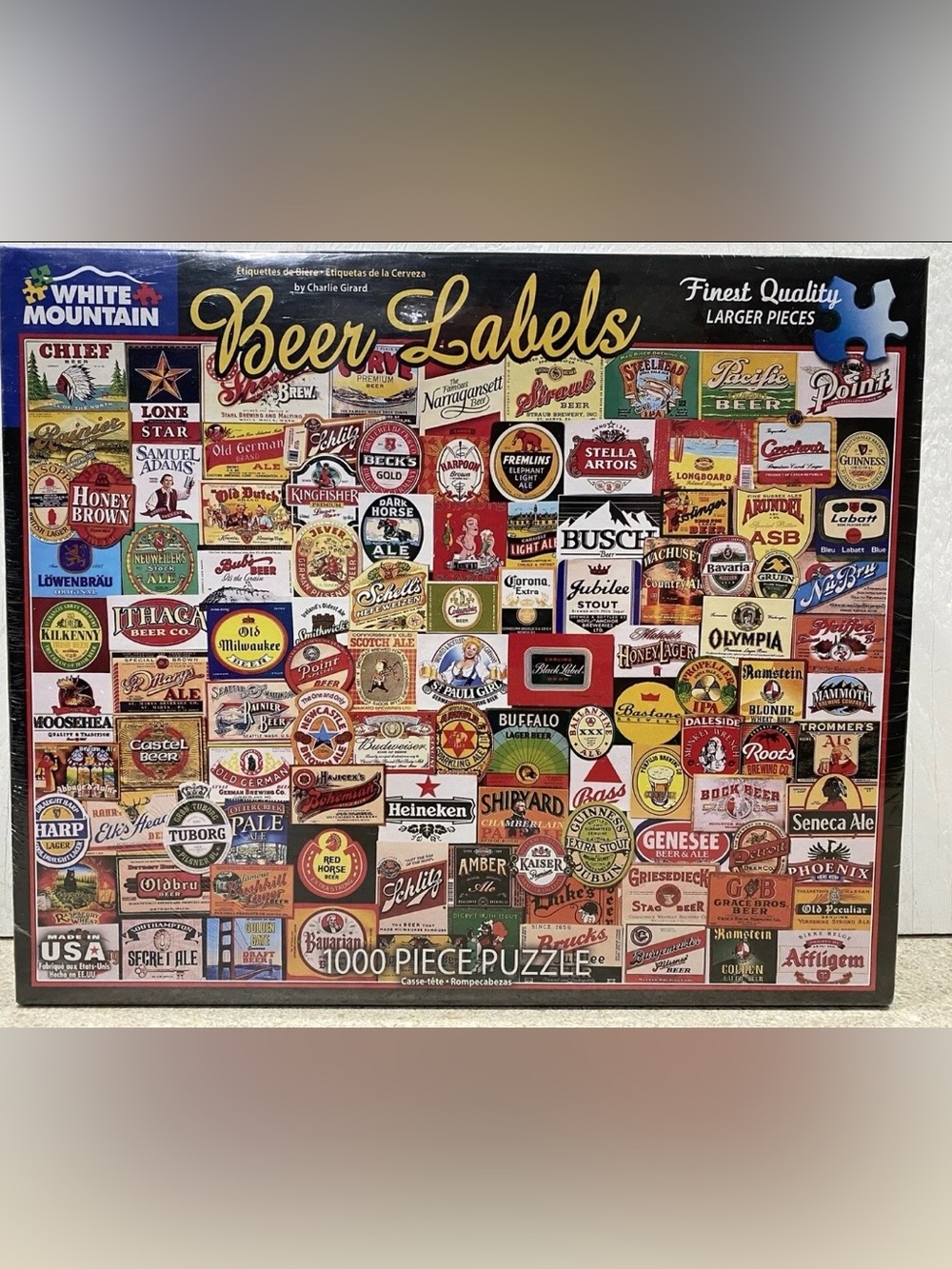 White Mountain Beer Labels 1000 piece puzzle. Brand New